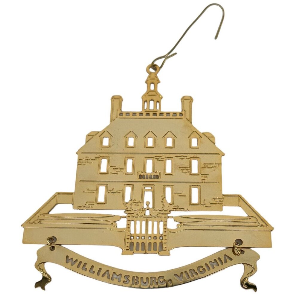 Colonial Williamsburg Virginia Vtg Brass Xtmas Ornament The Governor's Mansion